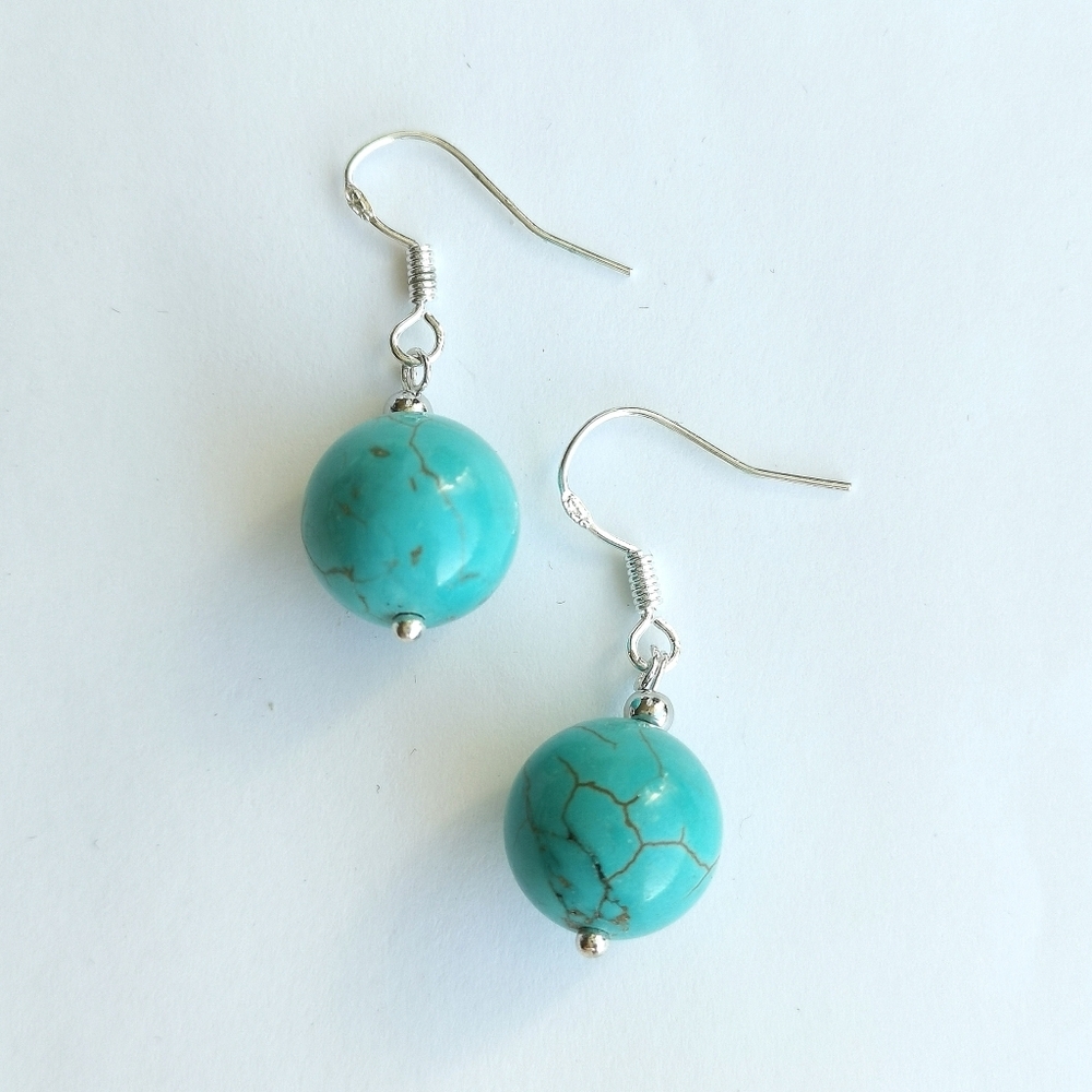 Turquoise drop earrings Sterling Silver hook 🆕